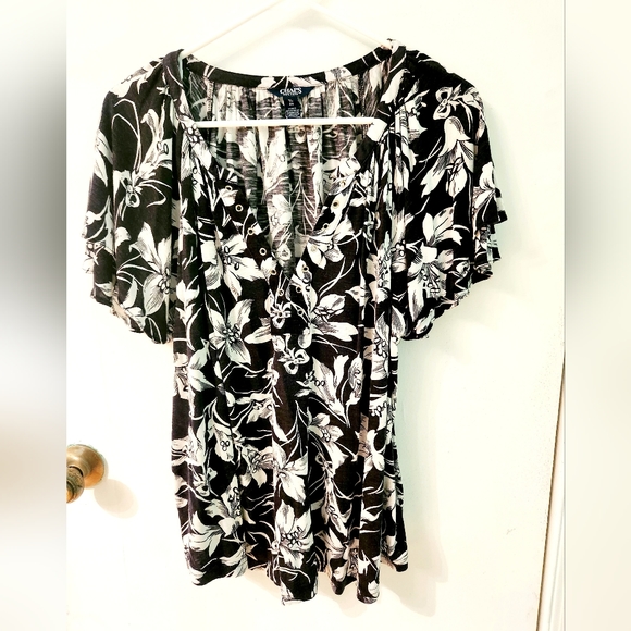 Blouse Chaps Femme Noire Taille M - Coton 100%, Occasion Très Bon état, Manches Courtes